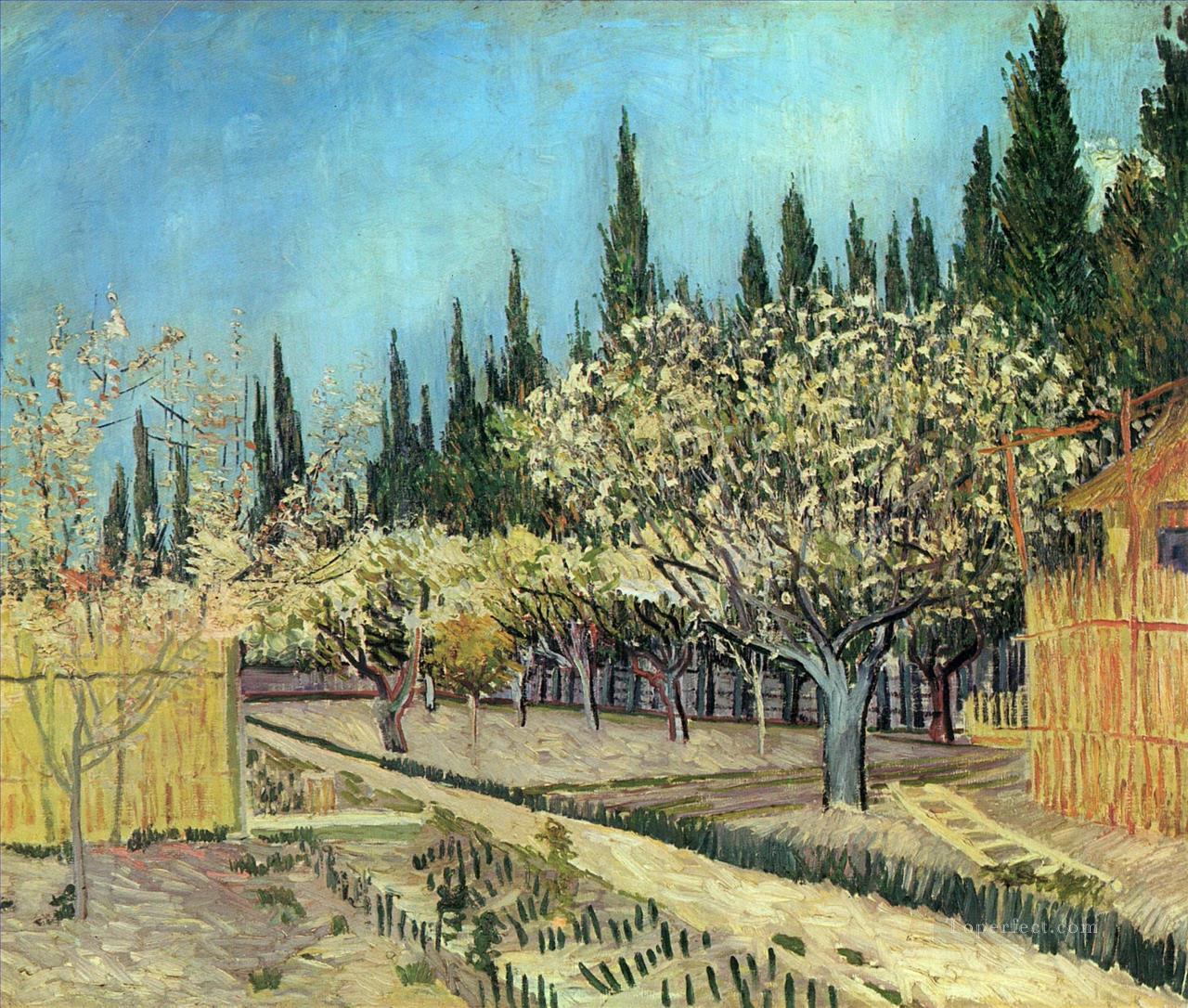 Orchard in Blossom Bordered by Cypresses 2 Vincent van Gogh Oil Paintings